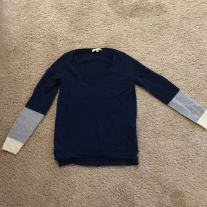 Madewell V neck color block sweater
